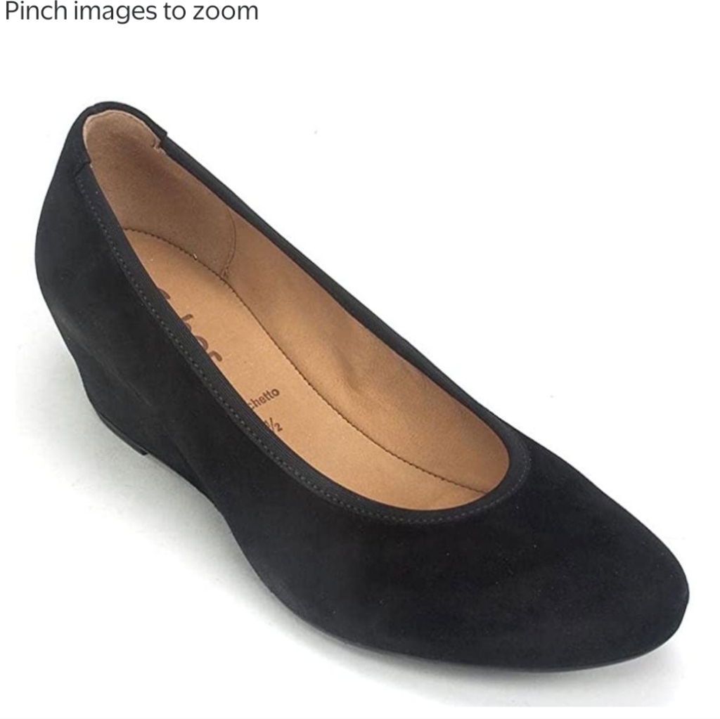 Gabor Black Suede Wedge Shoes.New Condition